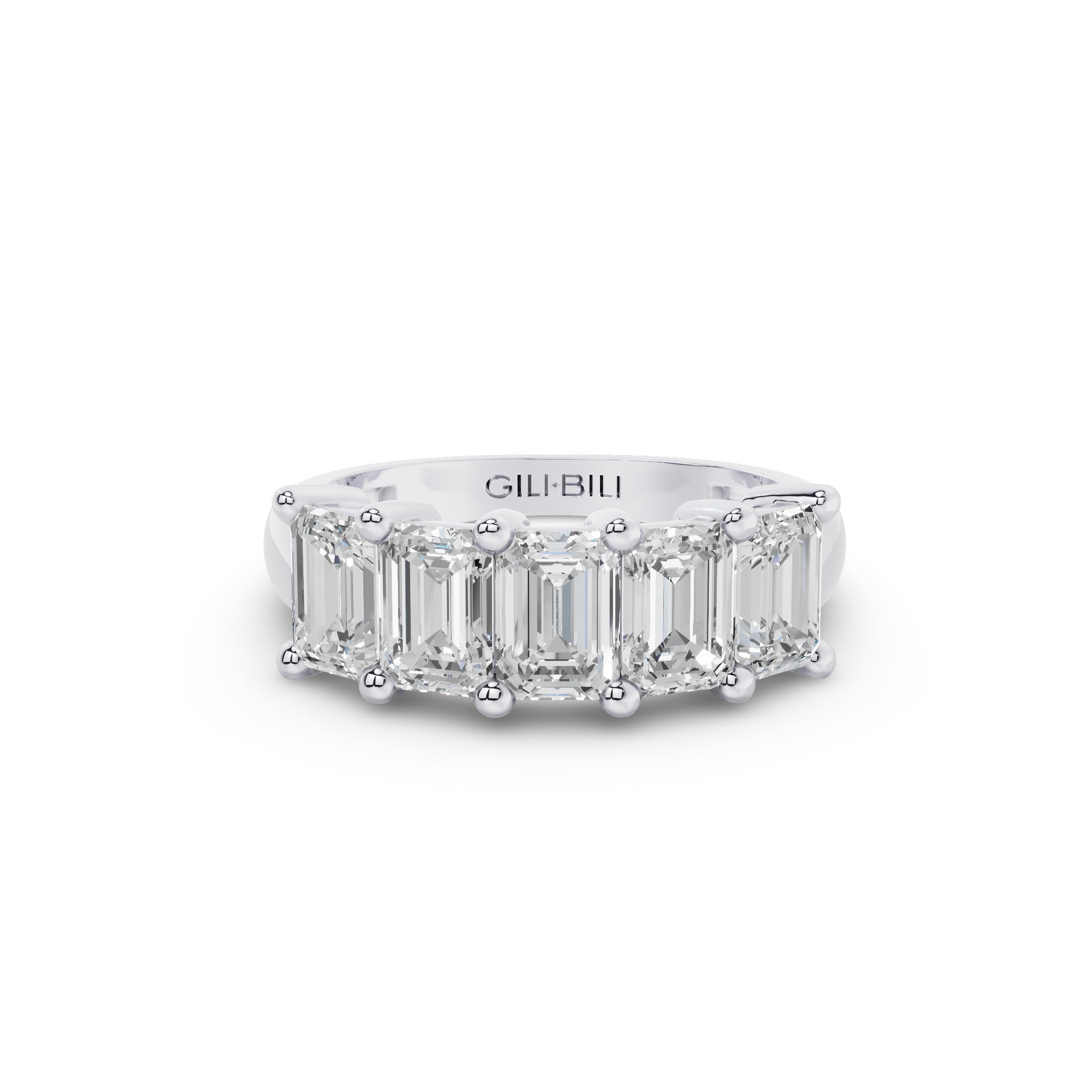Five Stone Emerald Cut Lab Grown Diamond Anniversary Ring