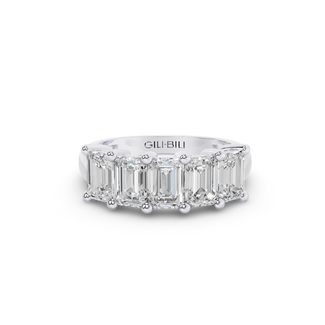 Five Stone Emerald Cut Lab Grown Diamond Anniversary Ring