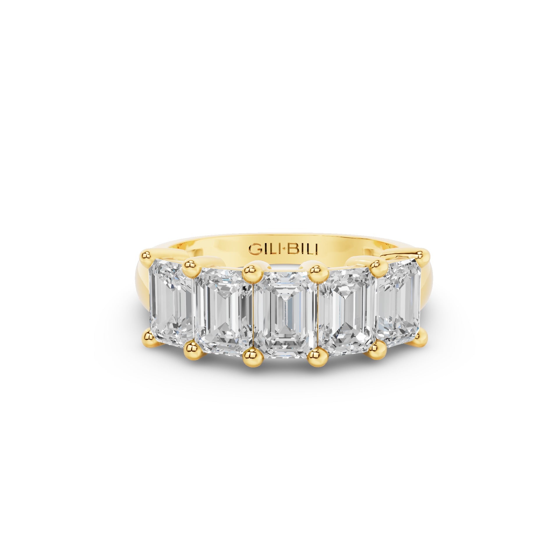 Five Stone Emerald Cut Lab Grown Diamond Anniversary Ring