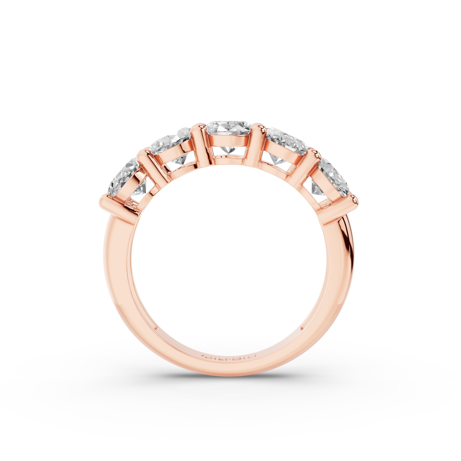 Five Stone Oval Shape Lab Grown Diamond Anniversary Ring