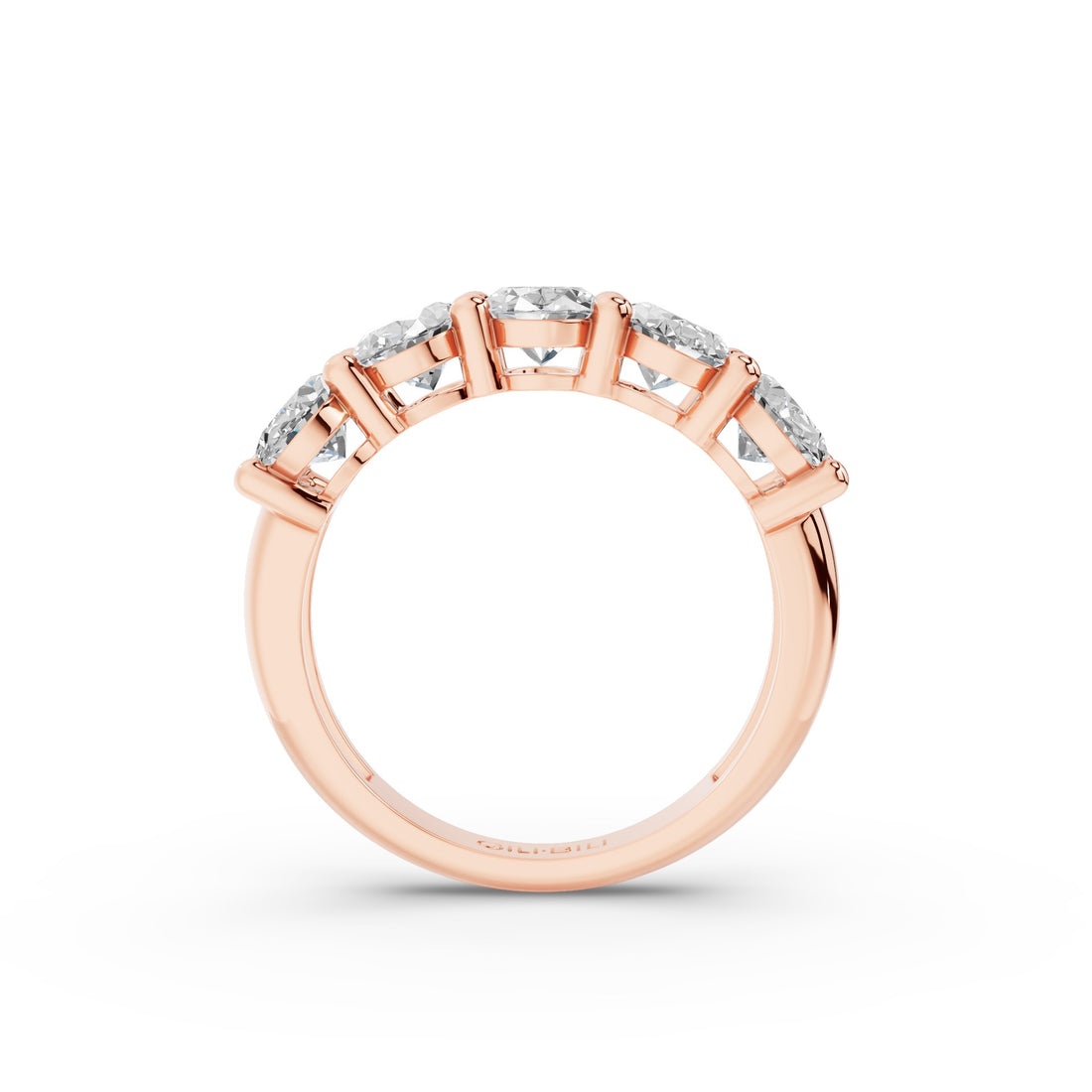 Five Stone Oval Shape Lab Grown Diamond Anniversary Ring