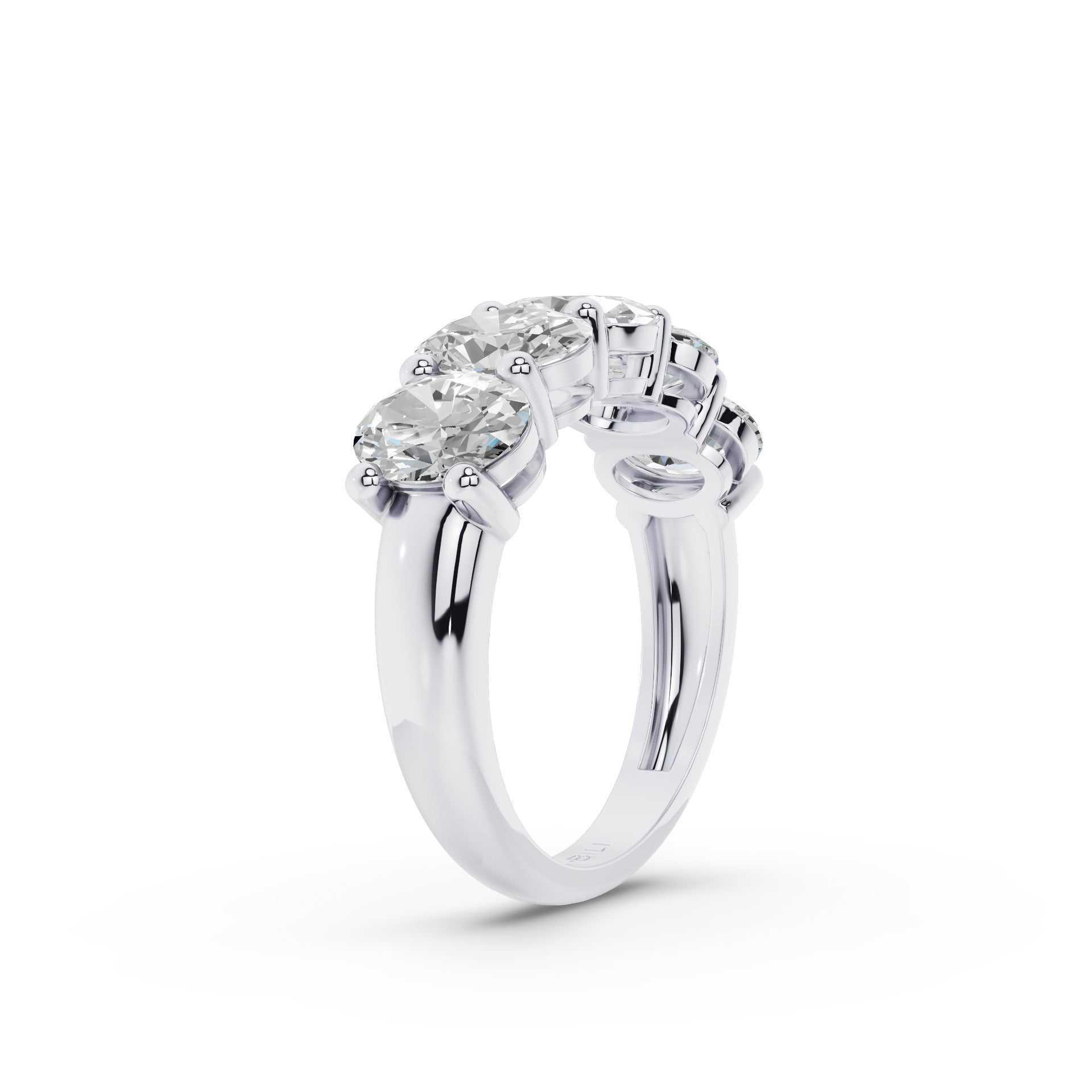 Five Stone Oval Shape Lab Grown Diamond Anniversary Ring