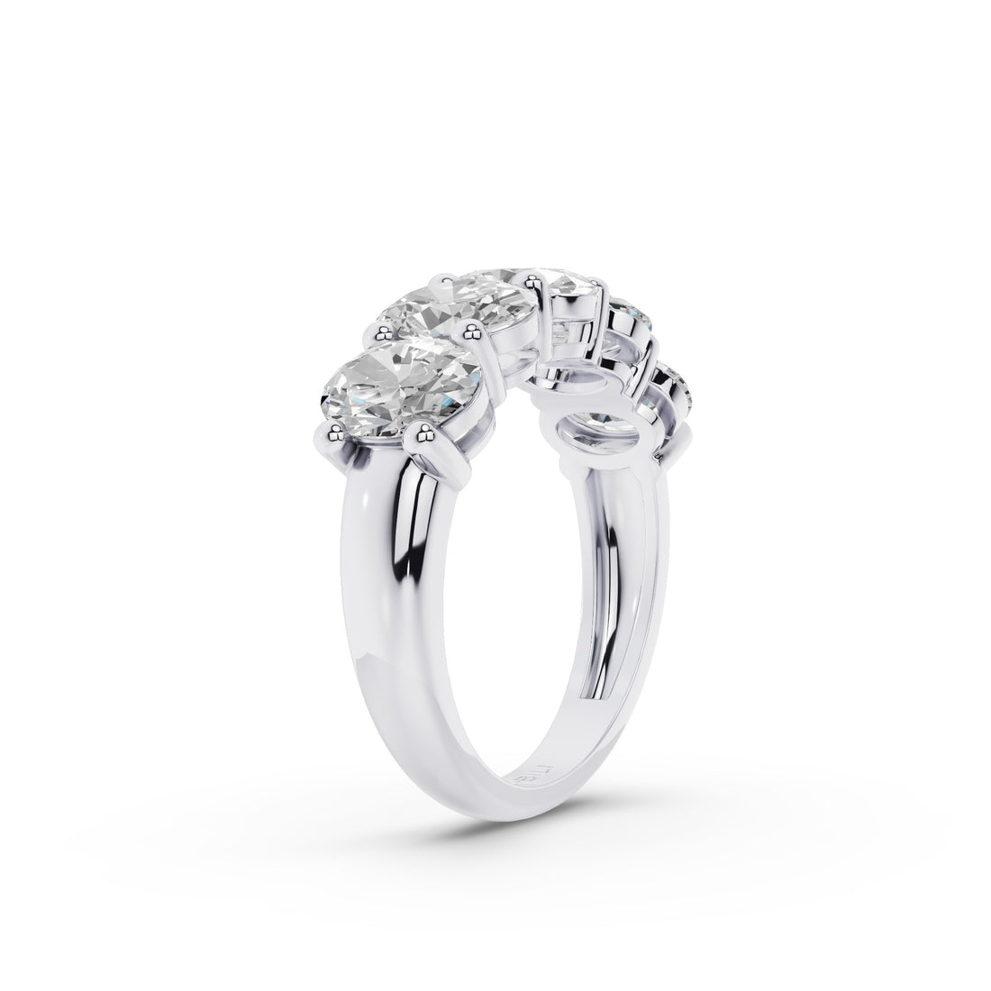 Five Stone Oval Shape Lab Grown Diamond Anniversary Ring