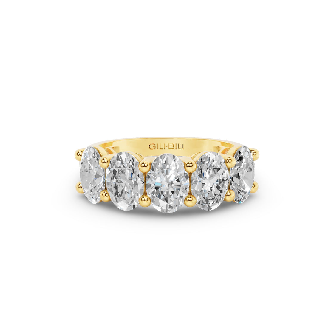 Five Stone Oval Shape Lab Grown Diamond Anniversary Ring