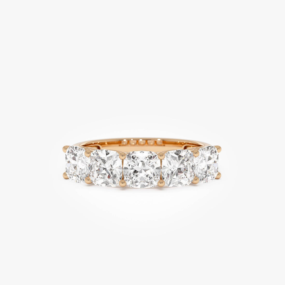 Five Stone Cushion Cut Lab Grown Diamond Anniversary Ring