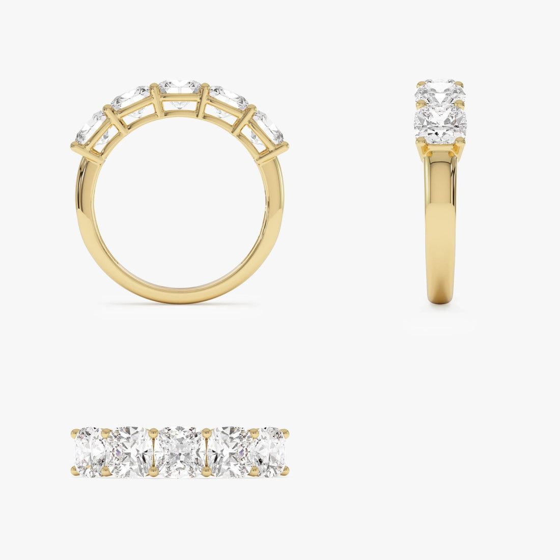Five Stone Cushion Cut Lab Grown Diamond Anniversary Ring