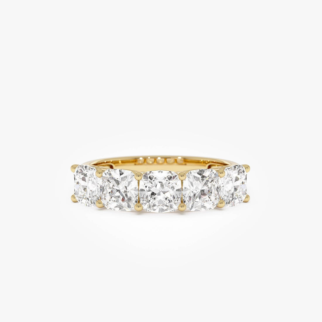 Five Stone Cushion Cut Lab Grown Diamond Anniversary Ring