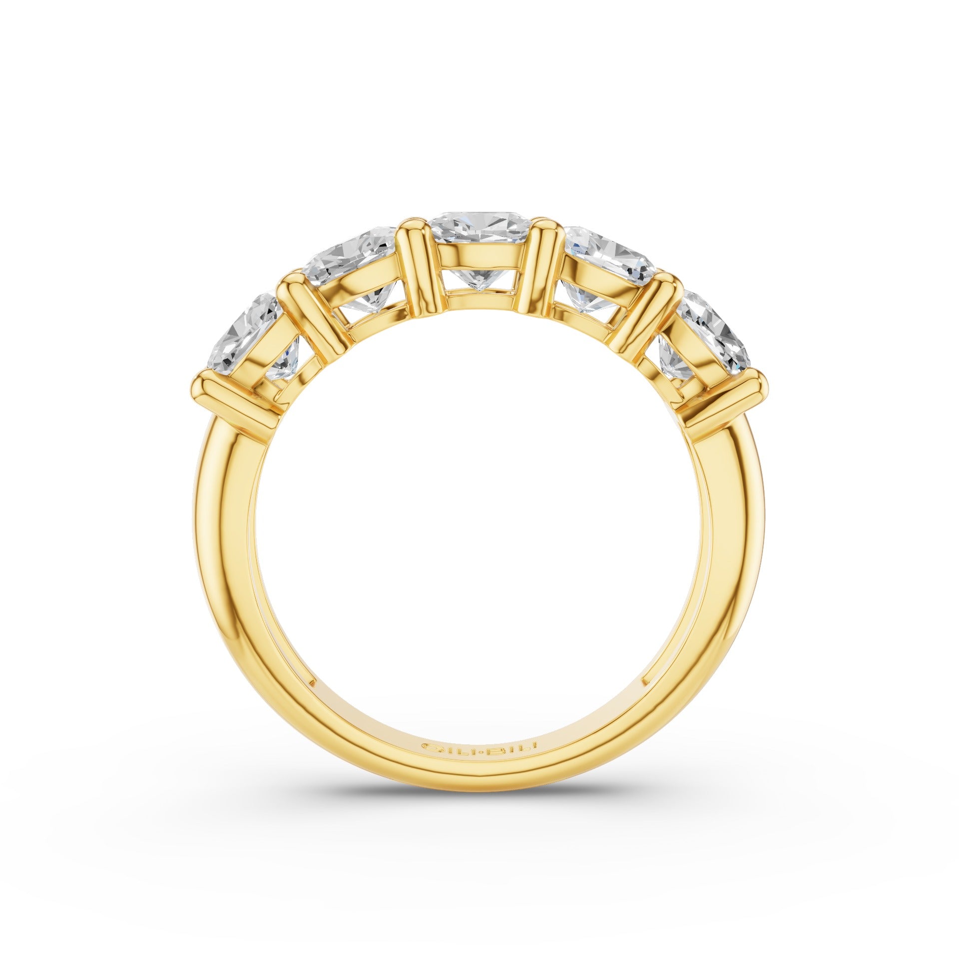 Five Stone Cushion Cut Lab Grown Diamond Anniversary Ring