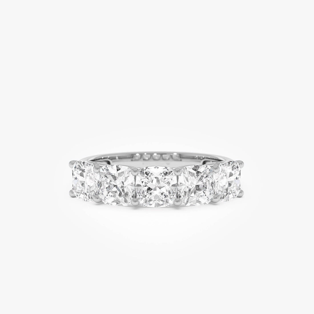 Five Stone Cushion Cut Lab Grown Diamond Anniversary Ring