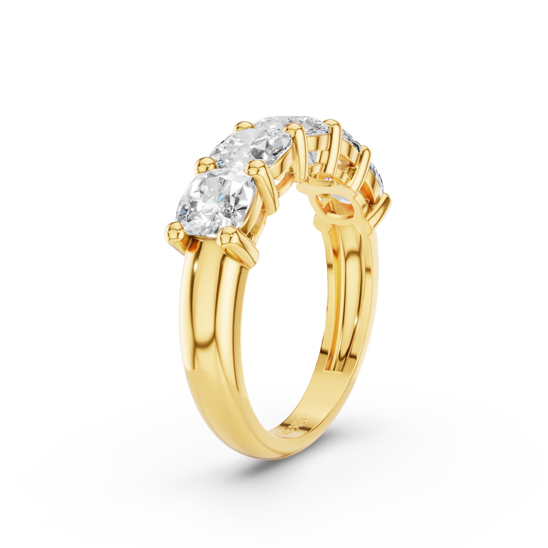 Five Stone Cushion Cut Lab Grown Diamond Anniversary Ring