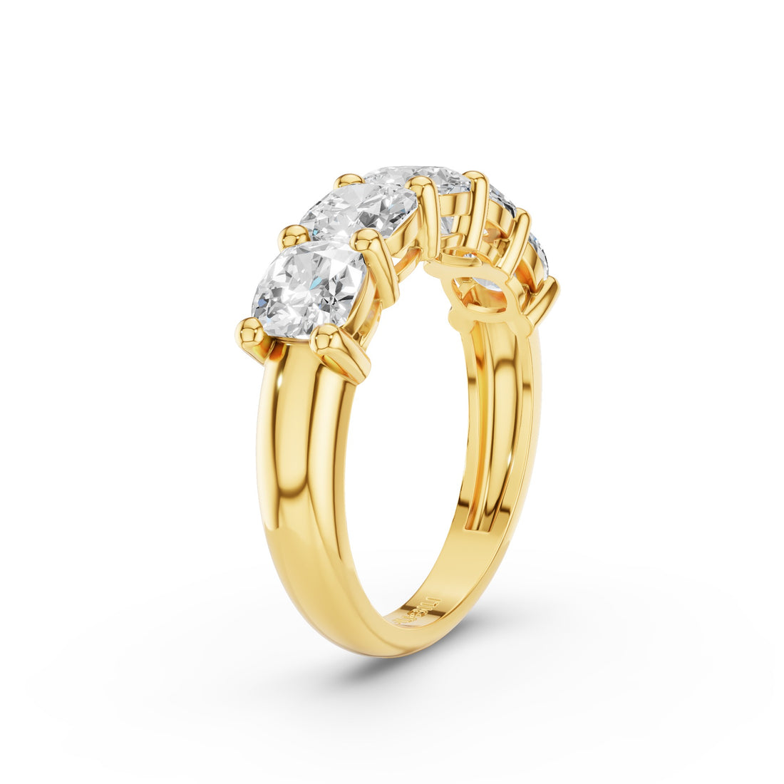 Five Stone Cushion Cut Lab Grown Diamond Anniversary Ring
