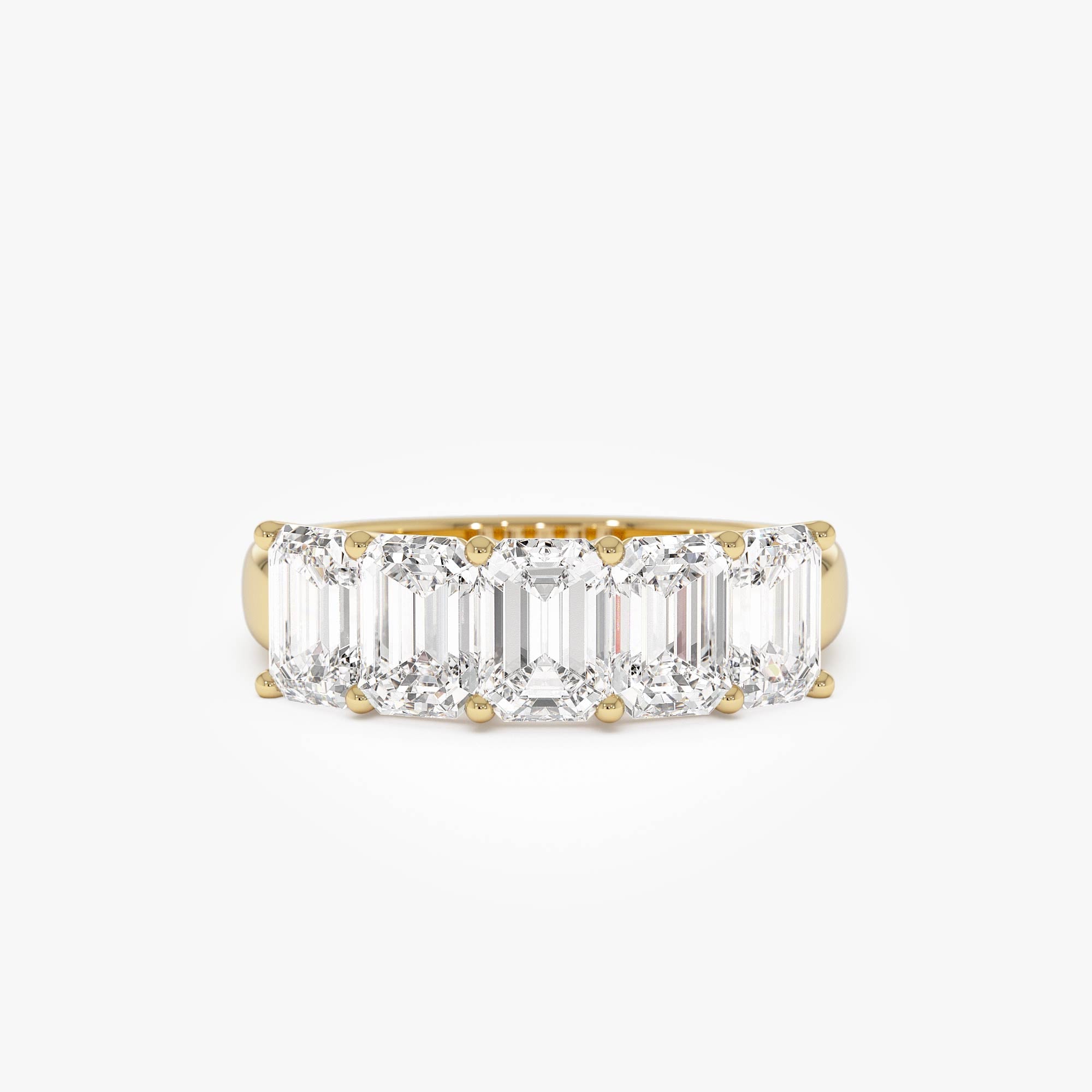 Five Stone Emerald Cut Lab Grown Diamond Anniversary Ring