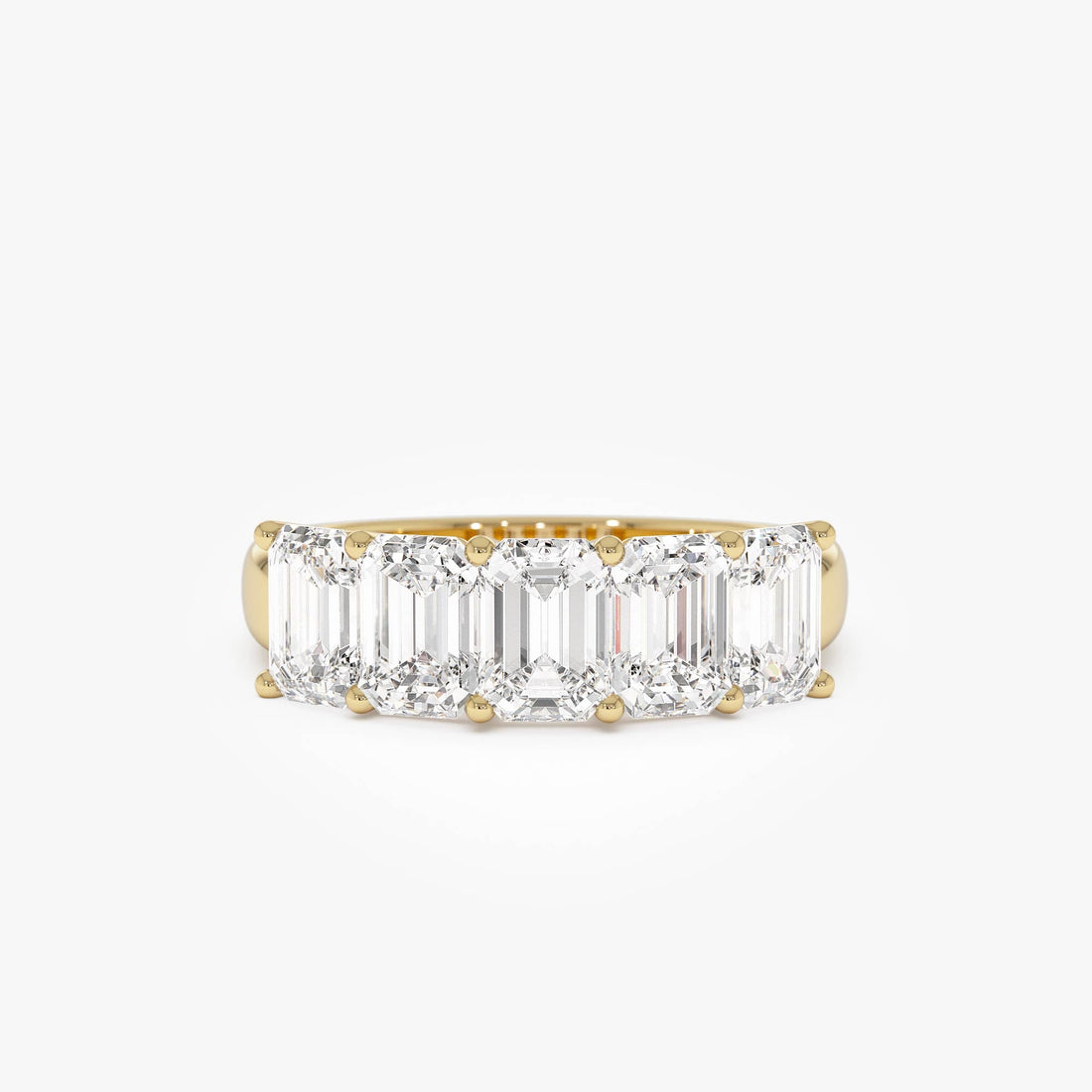 Five Stone Emerald Cut Lab Grown Diamond Anniversary Ring