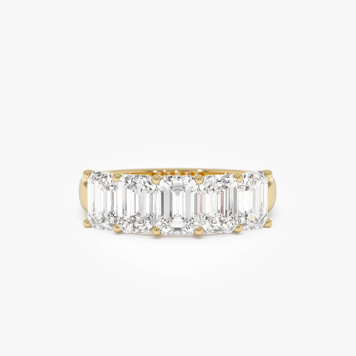 Five Stone Emerald Cut Lab Grown Diamond Anniversary Ring