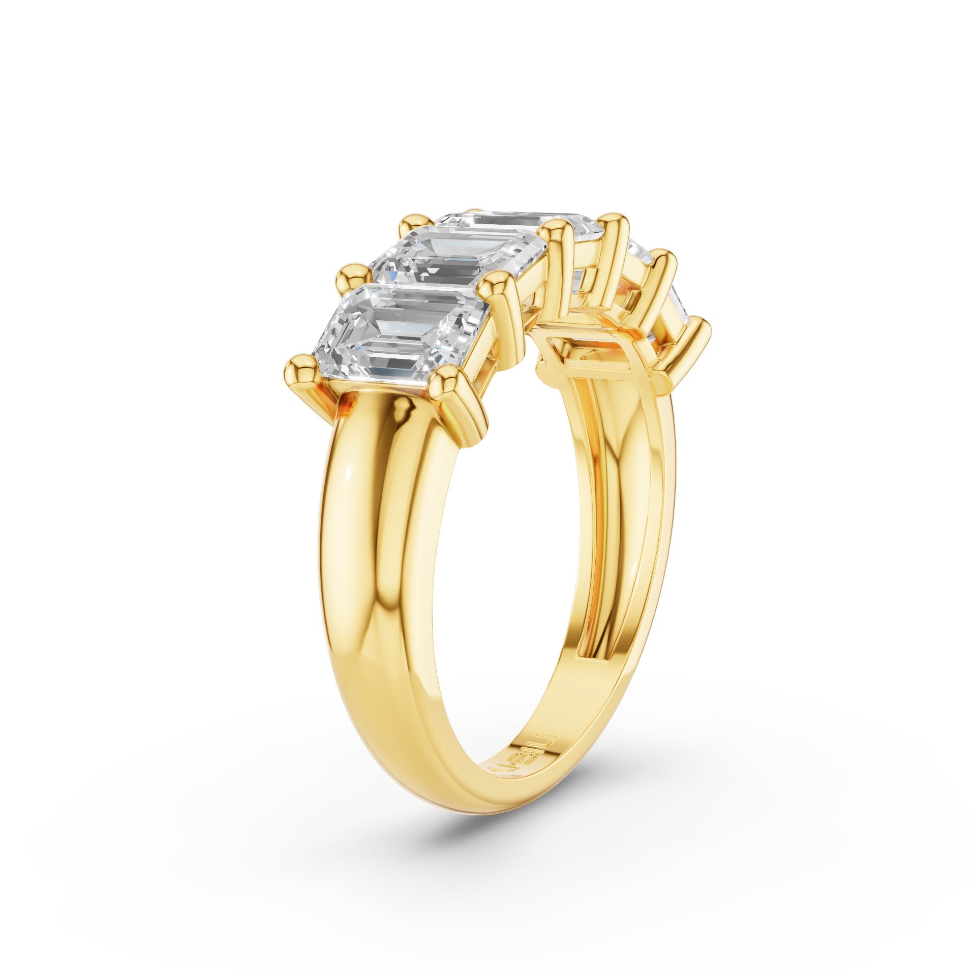 Five Stone Emerald Cut Lab Grown Diamond Anniversary Ring