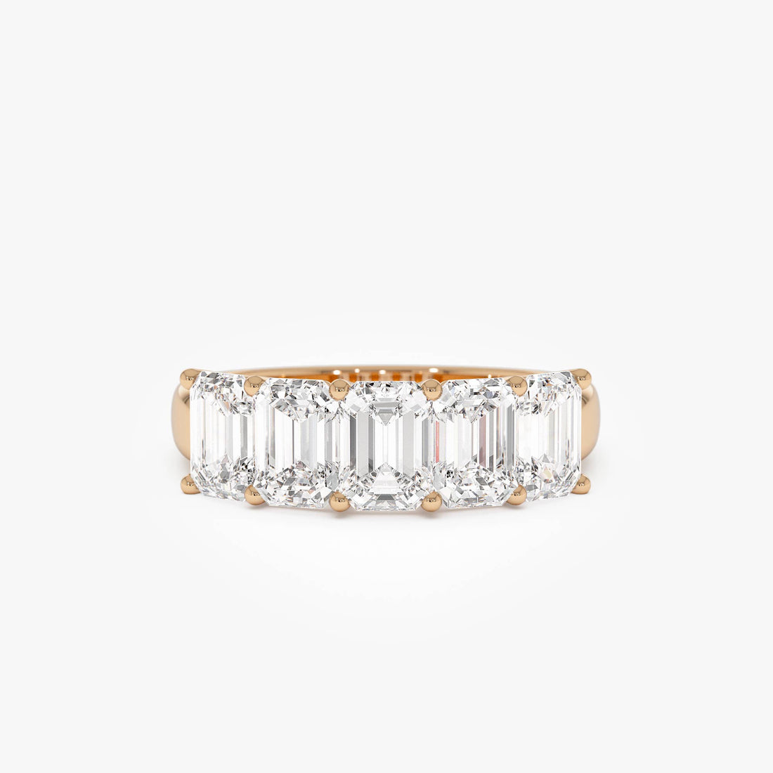 Five Stone Emerald Cut Lab Grown Diamond Anniversary Ring