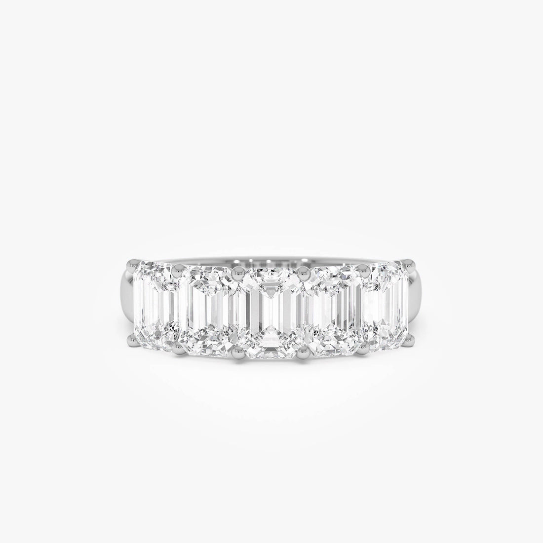 Five Stone Emerald Cut Lab Grown Diamond Anniversary Ring