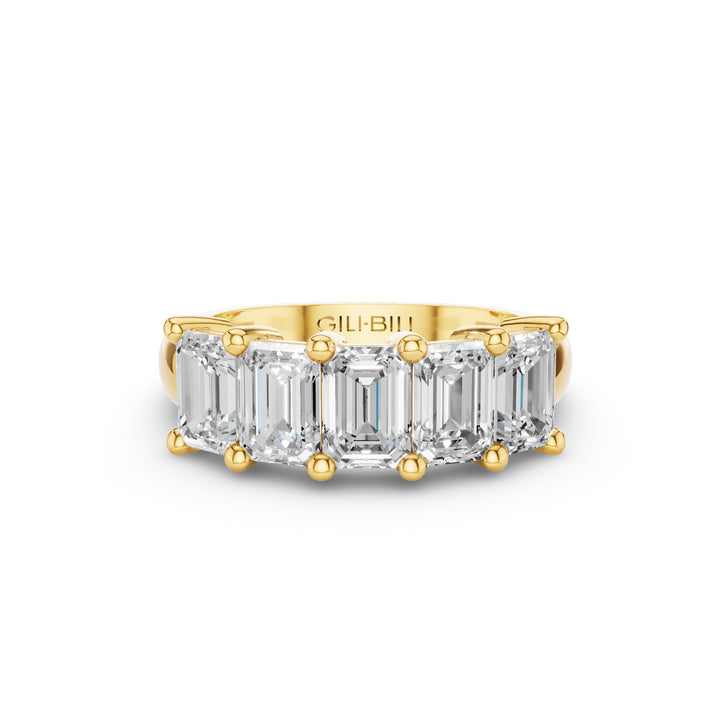 Five Stone Emerald Cut Lab Grown Diamond Anniversary Ring