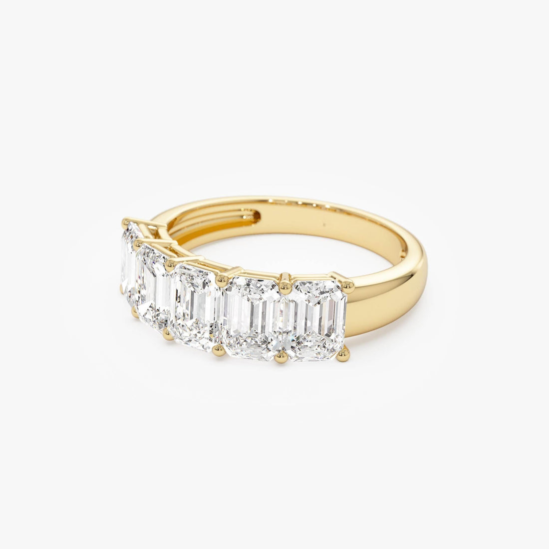 Five Stone Emerald Cut Lab Grown Diamond Anniversary Ring