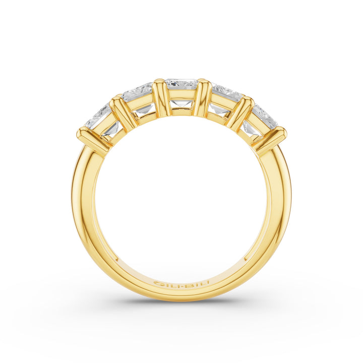 Five Stone Emerald Cut Lab Grown Diamond Anniversary Ring