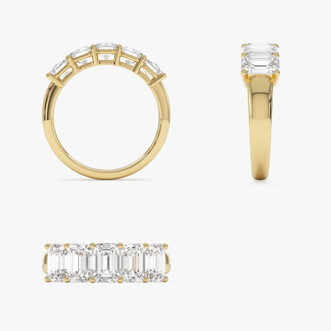 Five Stone Emerald Cut Lab Grown Diamond Anniversary Ring