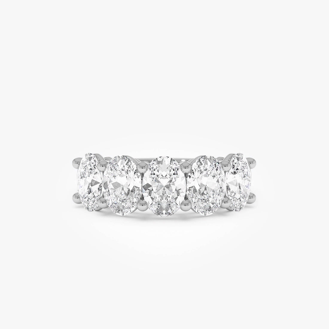 Five Stone Oval Shape Lab Grown Diamond Anniversary Ring
