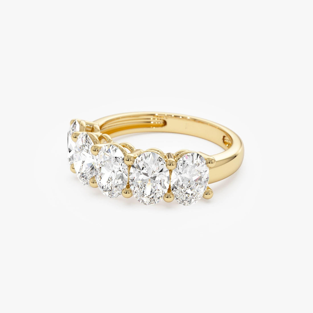 Five Stone Oval Shape Lab Grown Diamond Anniversary Ring