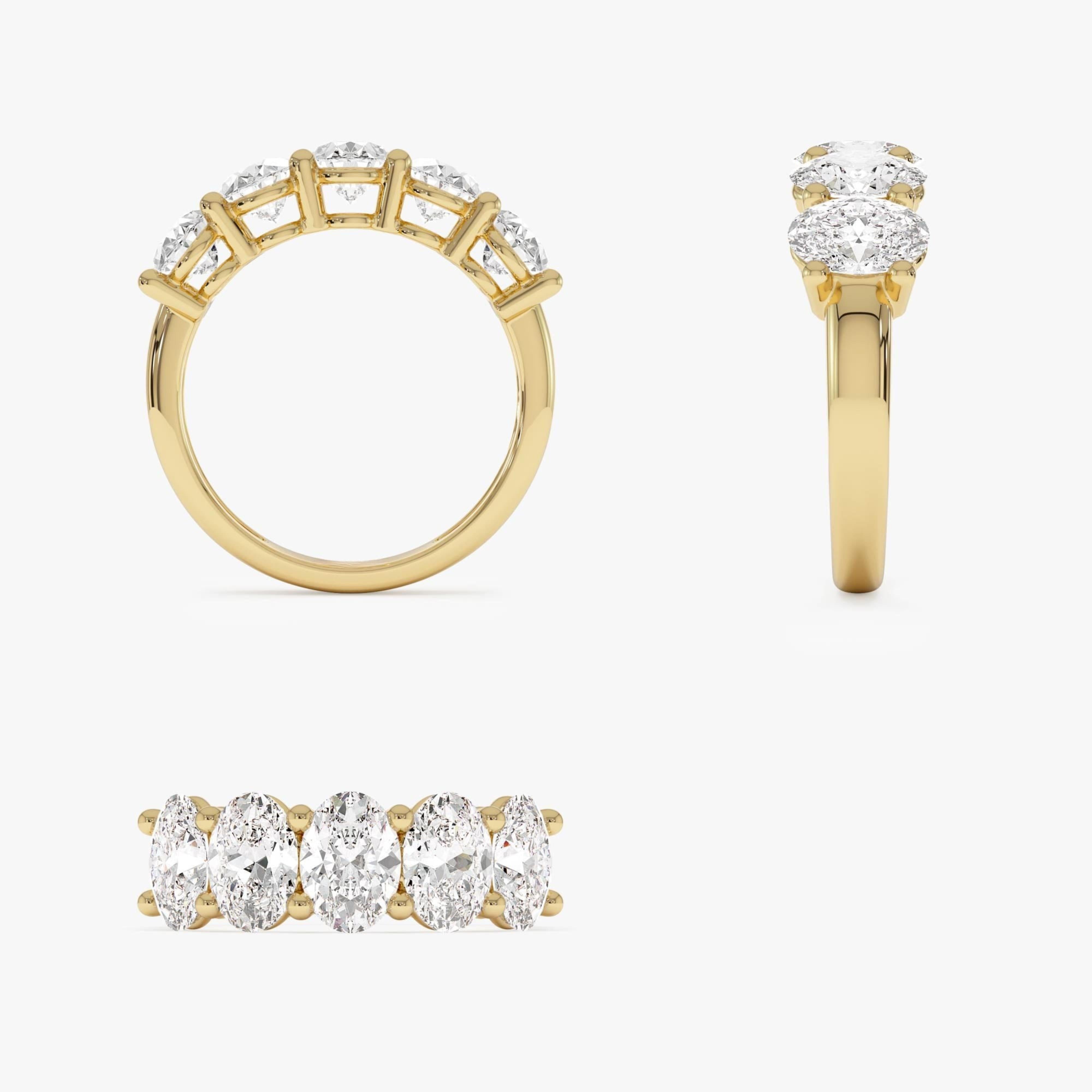 Five Stone Oval Shape Lab Grown Diamond Anniversary Ring