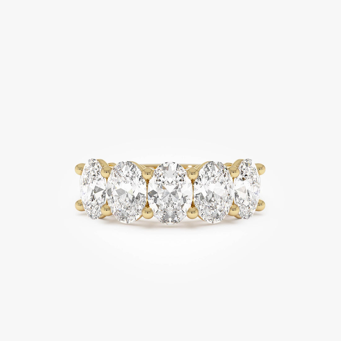Five Stone Oval Shape Lab Grown Diamond Anniversary Ring