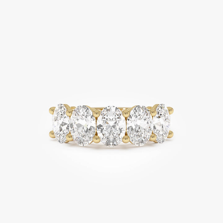 Five Stone Oval Shape Lab Grown Diamond Anniversary Ring