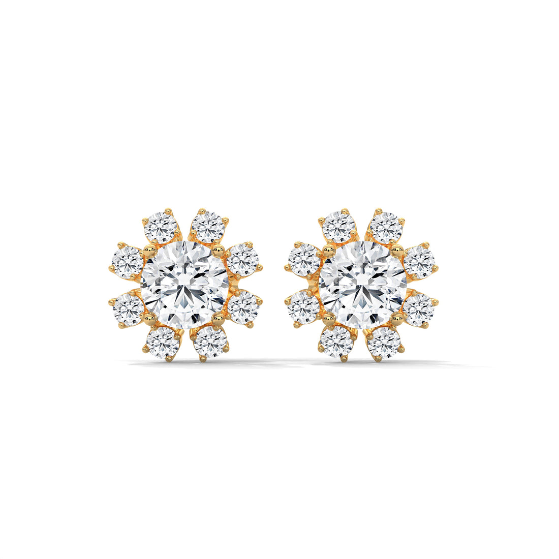 Pair of diamond earrings on a white background