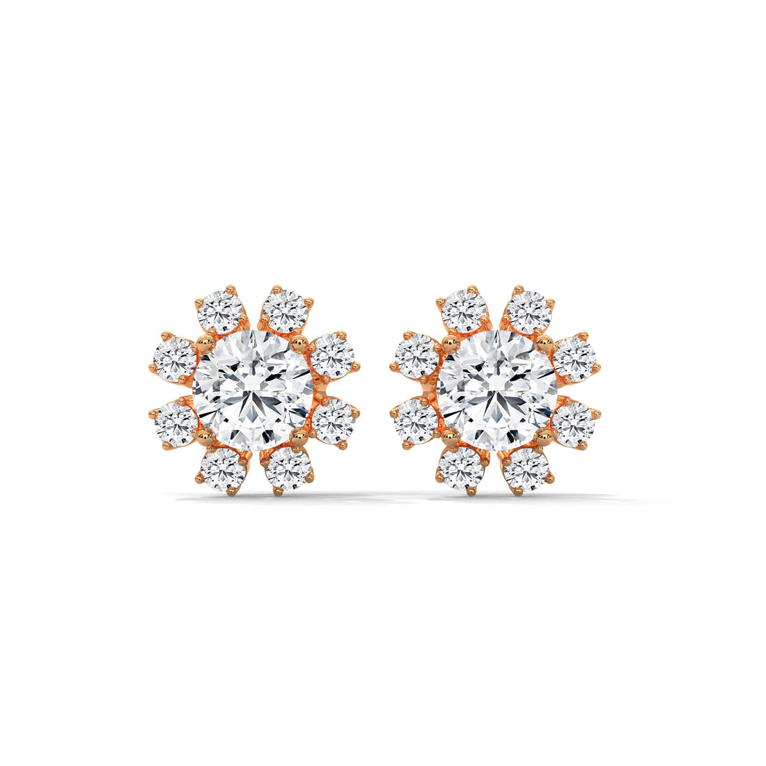 Pair of diamond earrings on a white background