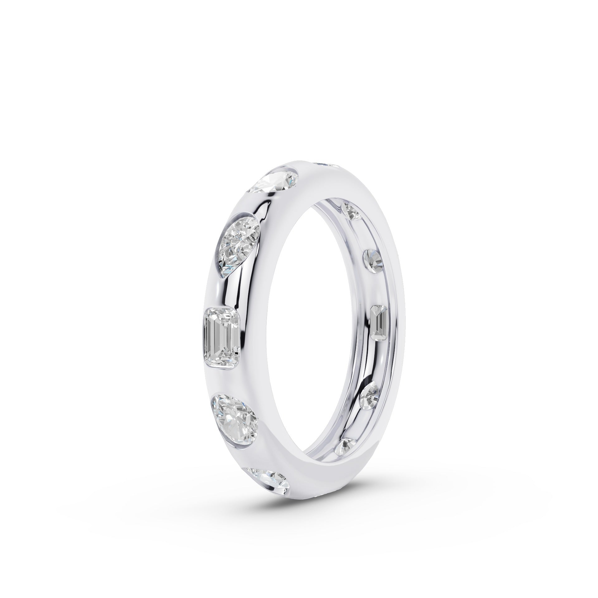 Flush Setting Mix Lab Grown Diamond Anniversary Ring