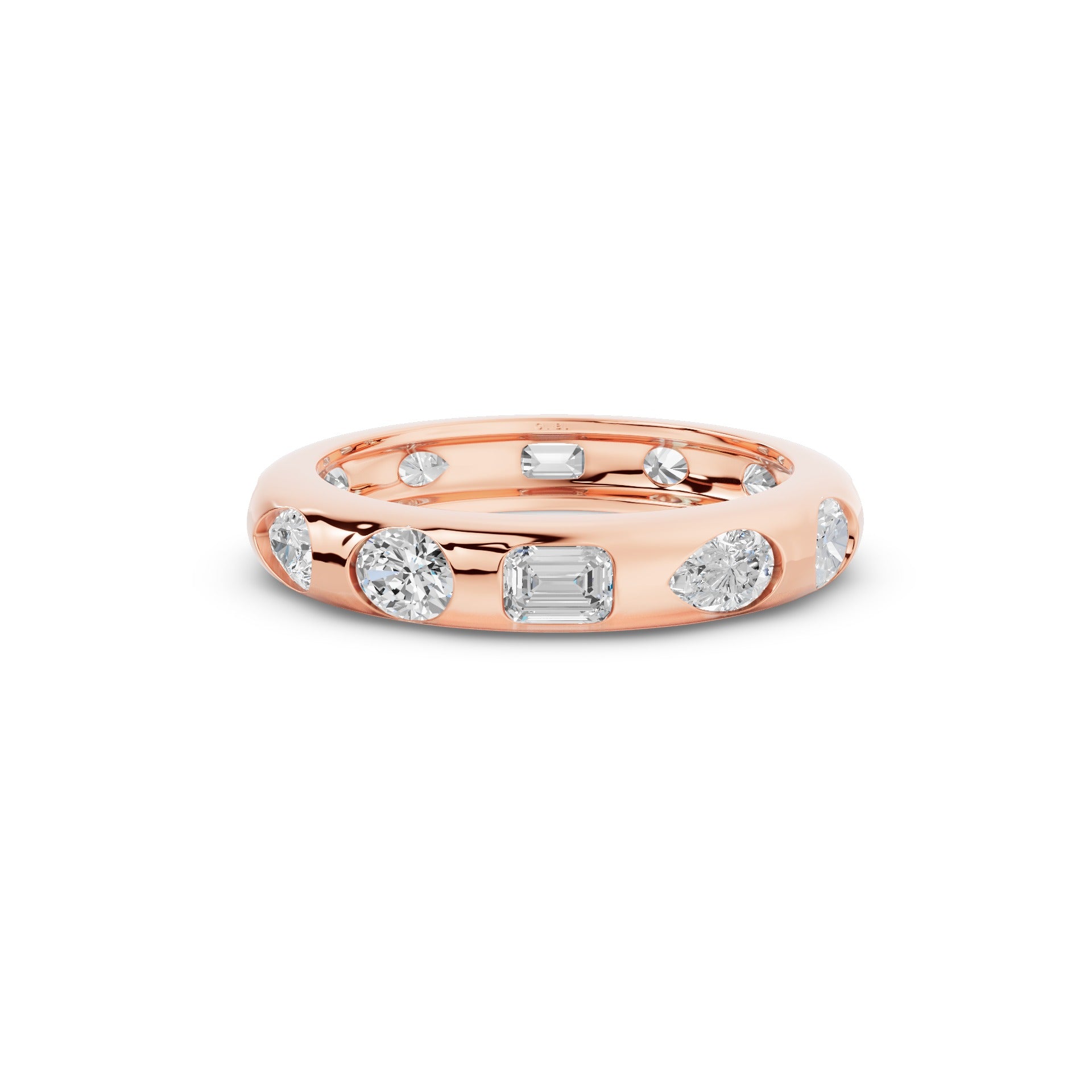 Flush Setting Mix Lab Grown Diamond Anniversary Ring