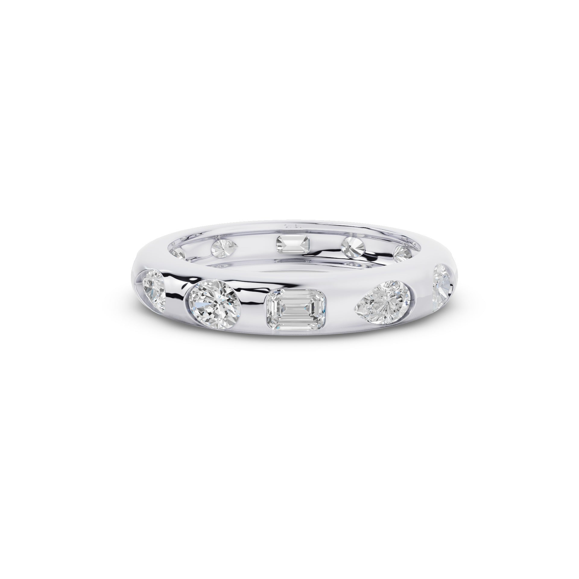 Flush Setting Mix Lab Grown Diamond Anniversary Ring