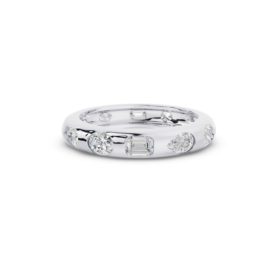 Flush Setting Mix Lab Grown Diamond Anniversary Ring