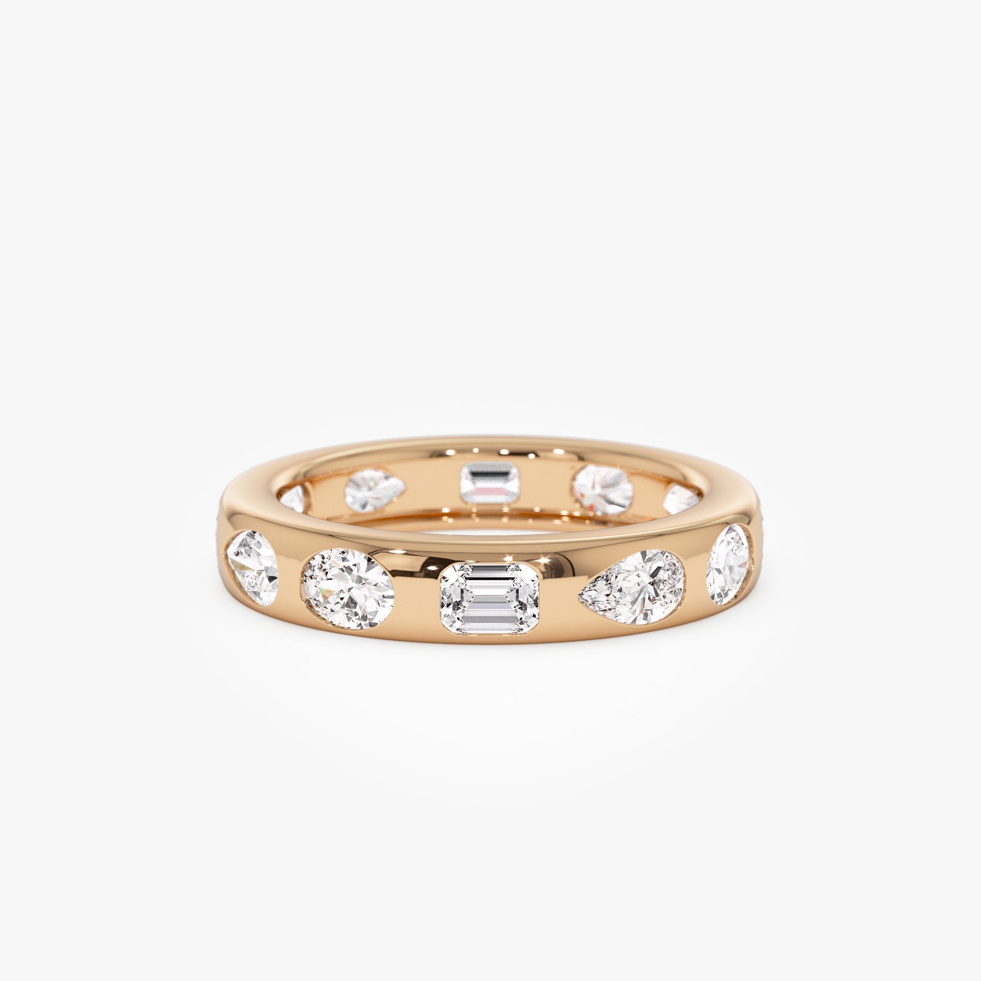 Flush Setting Mix Lab Grown Diamond Anniversary Ring