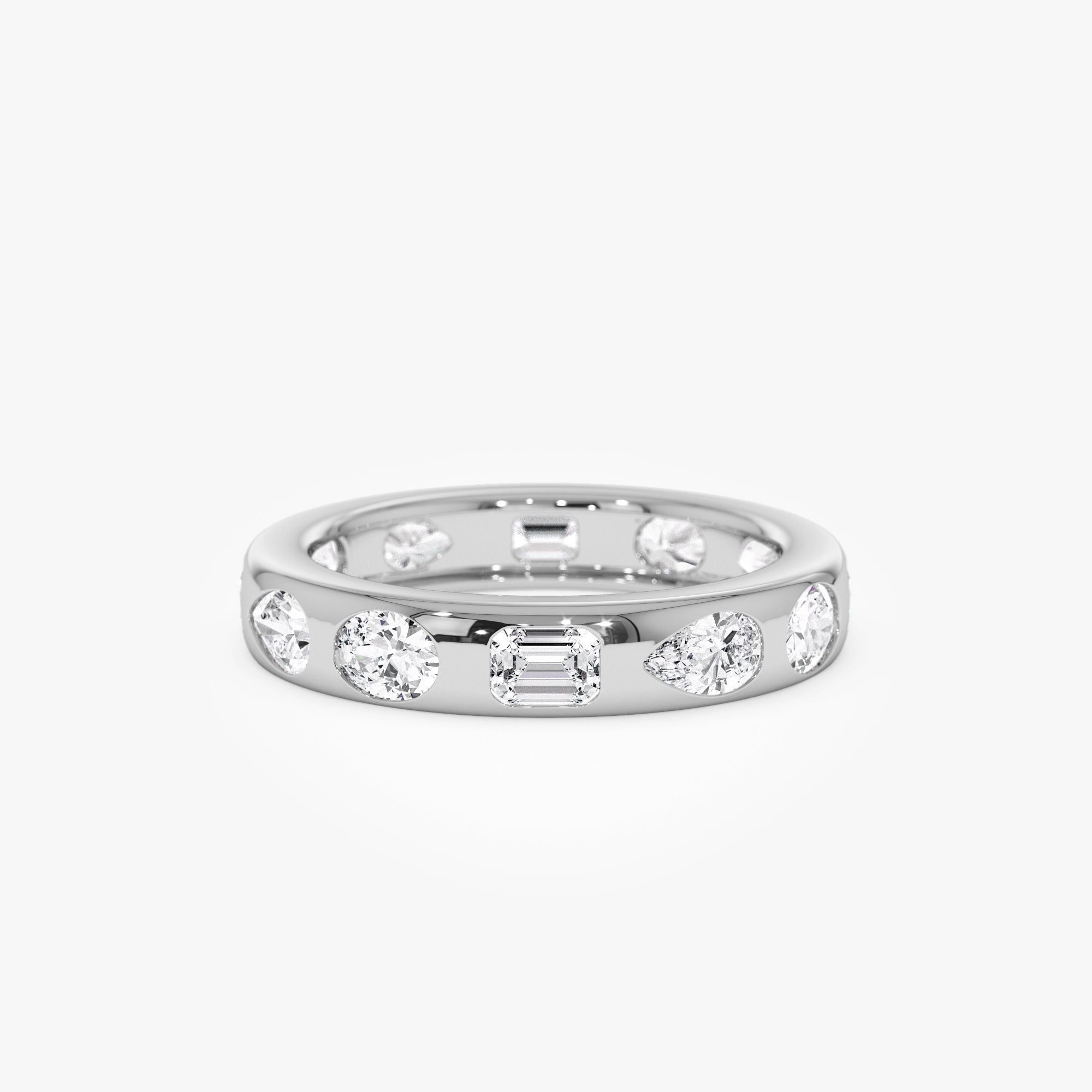 Flush Setting Mix Lab Grown Diamond Anniversary Ring