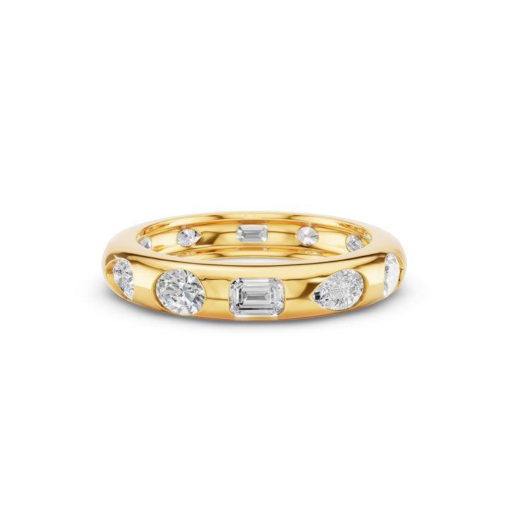 Flush Setting Mix Lab Grown Diamond Anniversary Ring
