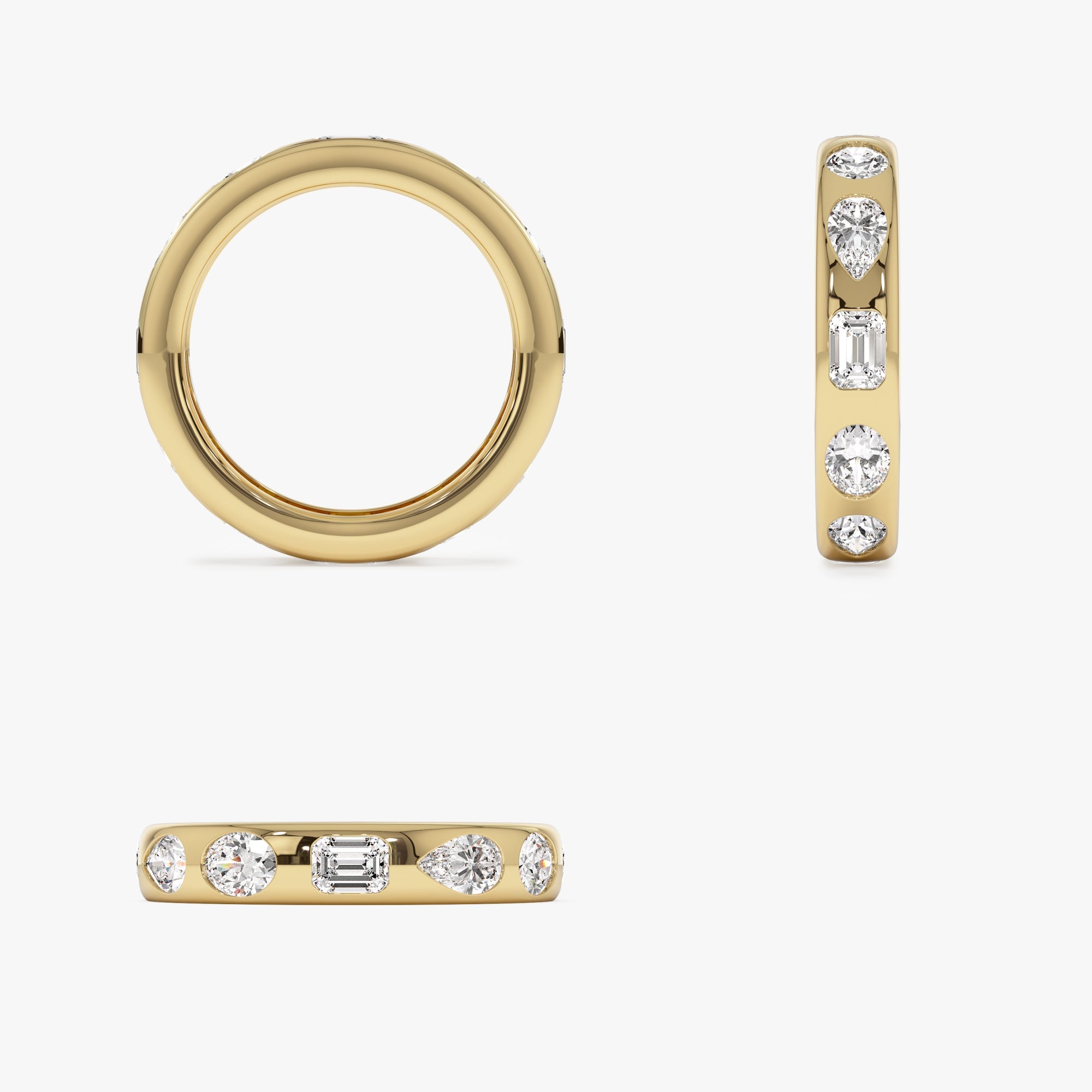 Flush Setting Mix Lab Grown Diamond Anniversary Ring