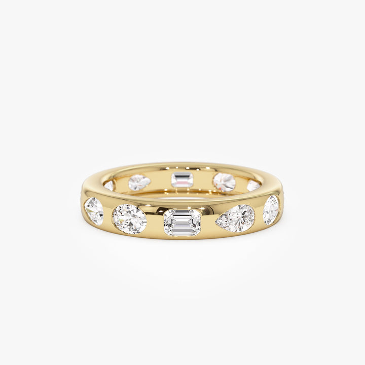 Flush Setting Mix Lab Grown Diamond Anniversary Ring