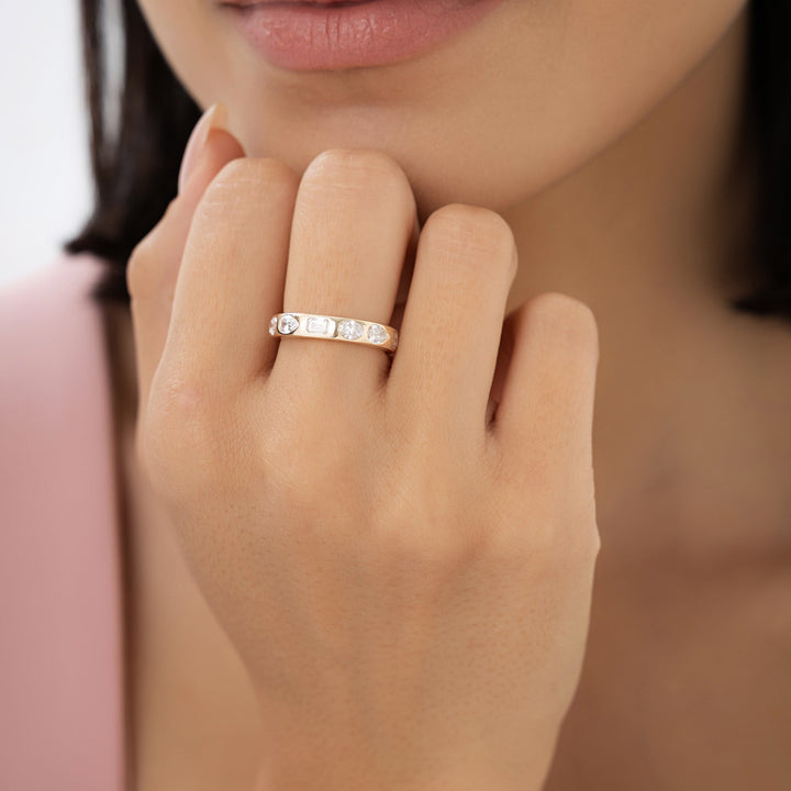 Flush Setting Mix Lab Grown Diamond Anniversary Ring