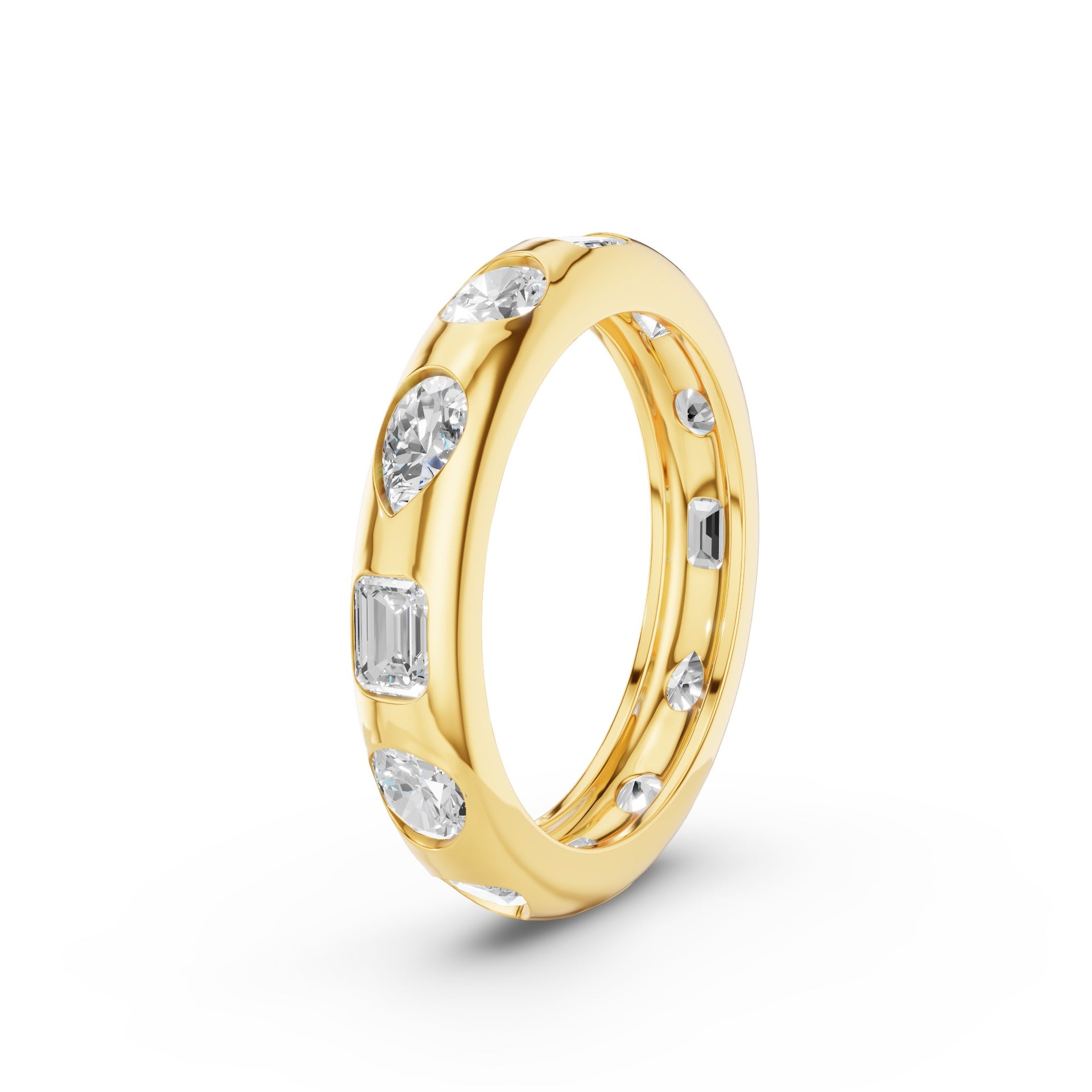 Flush Setting Mix Lab Grown Diamond Anniversary Ring