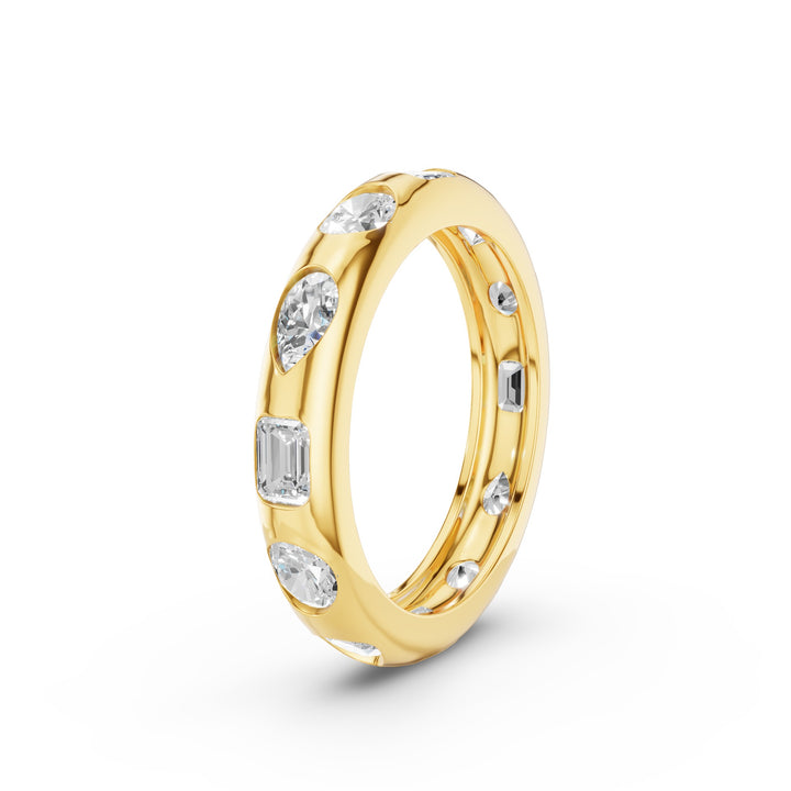 Flush Setting Mix Lab Grown Diamond Anniversary Ring