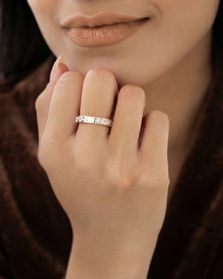 Flush Setting Mix Lab Grown Diamond Anniversary Ring
