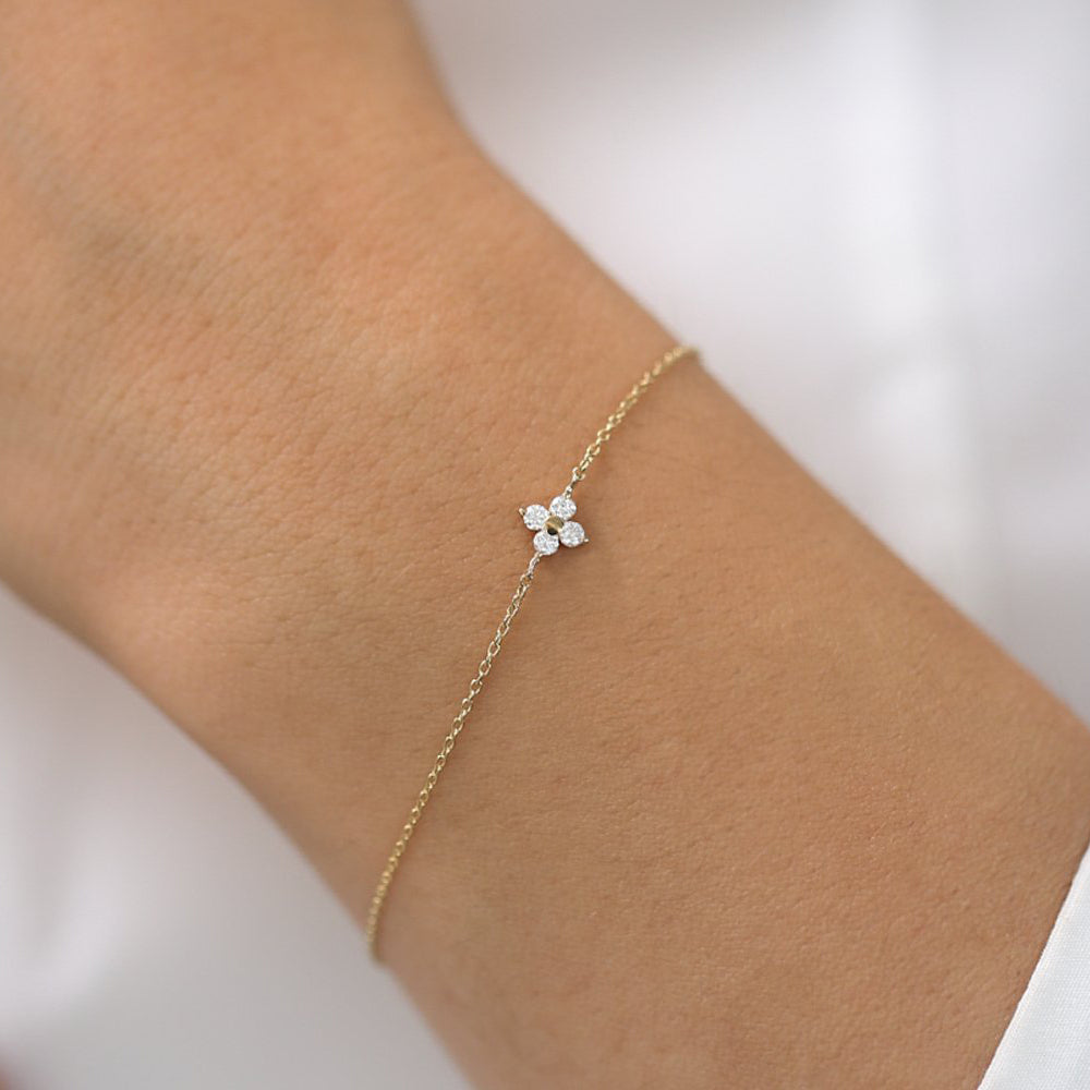Four Diamond Clover Bracelet