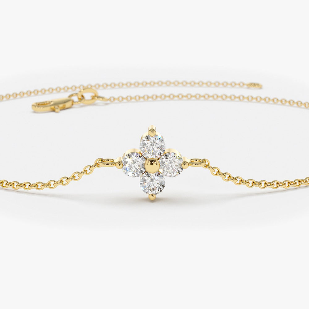Four Diamond Clover Bracelet