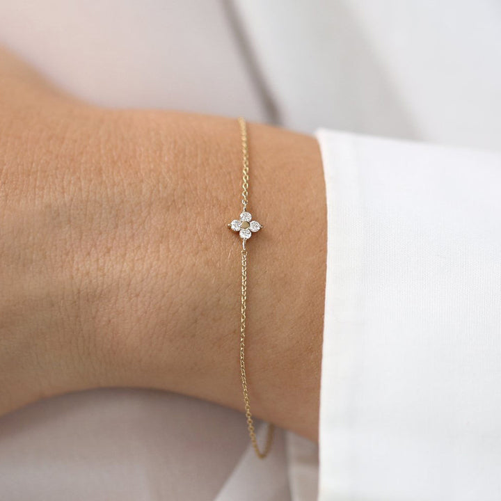 Four Diamond Clover Bracelet