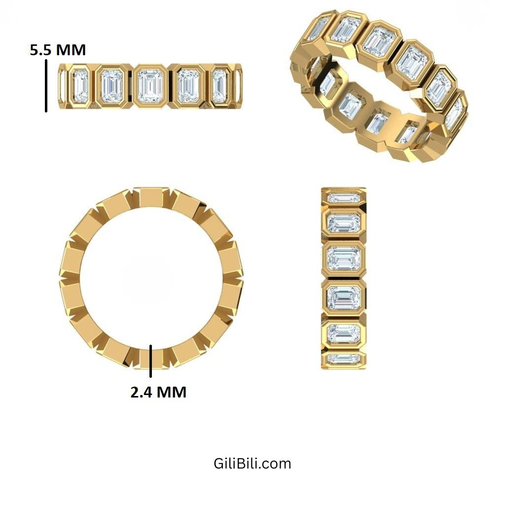 Full Eternity Emerald Cut Lab Grown Diamond Wedding Band