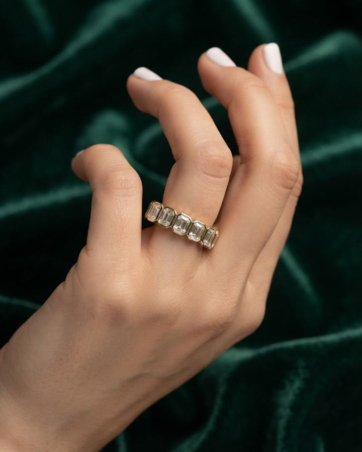 Full Eternity Emerald Cut Lab Grown Diamond Wedding Band